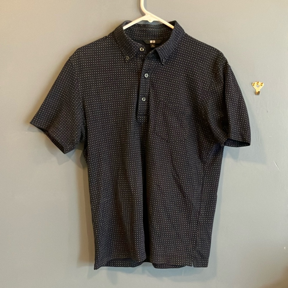 Men's Navy/black Patterned Polo Shirt